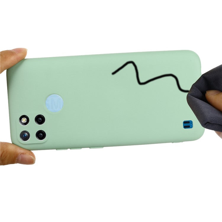 Soft Liquid Silicone Slim Protective Shockproof Case with Strap for Realme C21Y (Global Version) - Green