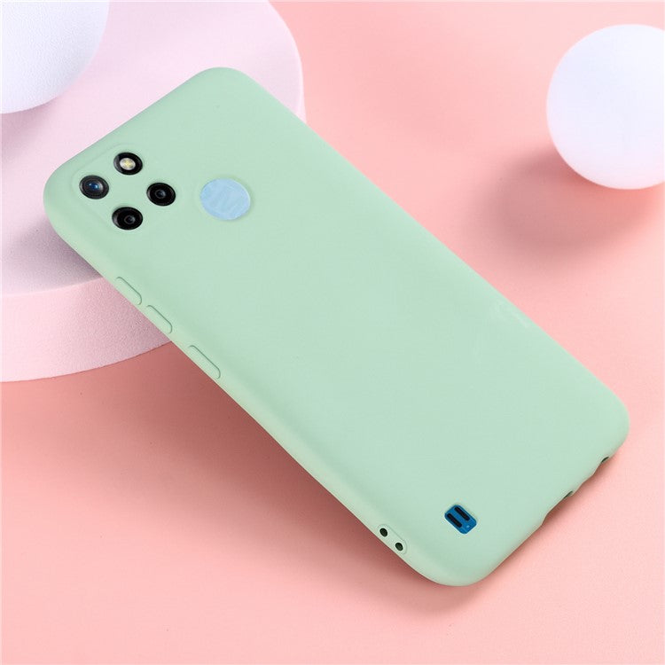 Soft Liquid Silicone Slim Protective Shockproof Case with Strap for Realme C21Y (Global Version) - Green