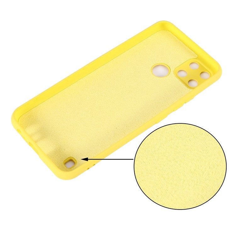 Soft Liquid Silicone Slim Protective Shockproof Case with Strap for Realme C21Y (Global Version) - Yellow