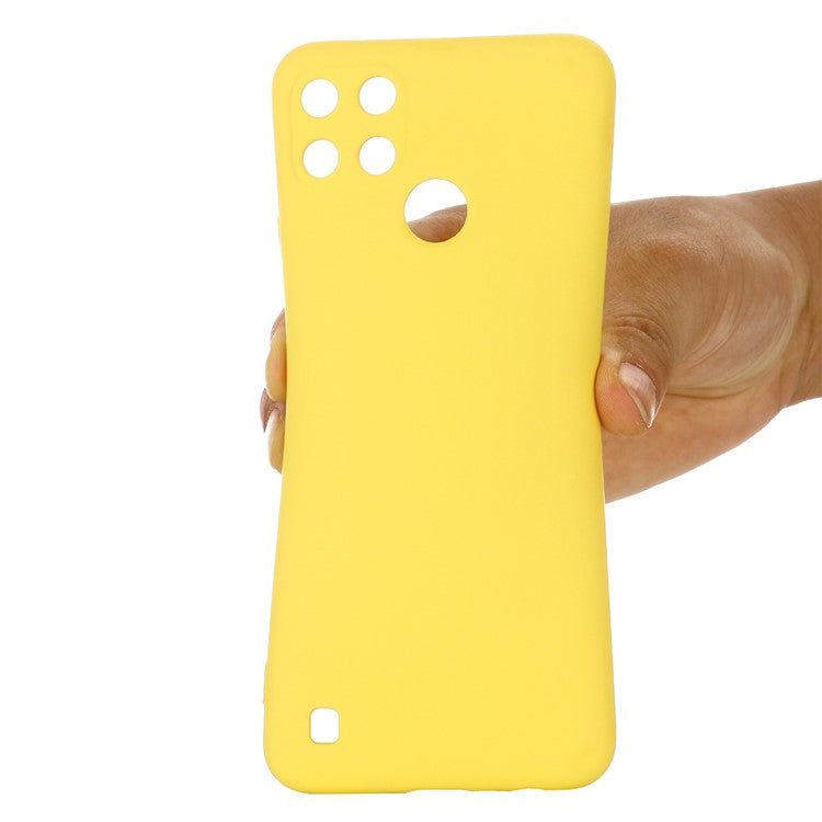 Soft Liquid Silicone Slim Protective Shockproof Case with Strap for Realme C21Y (Global Version) - Yellow