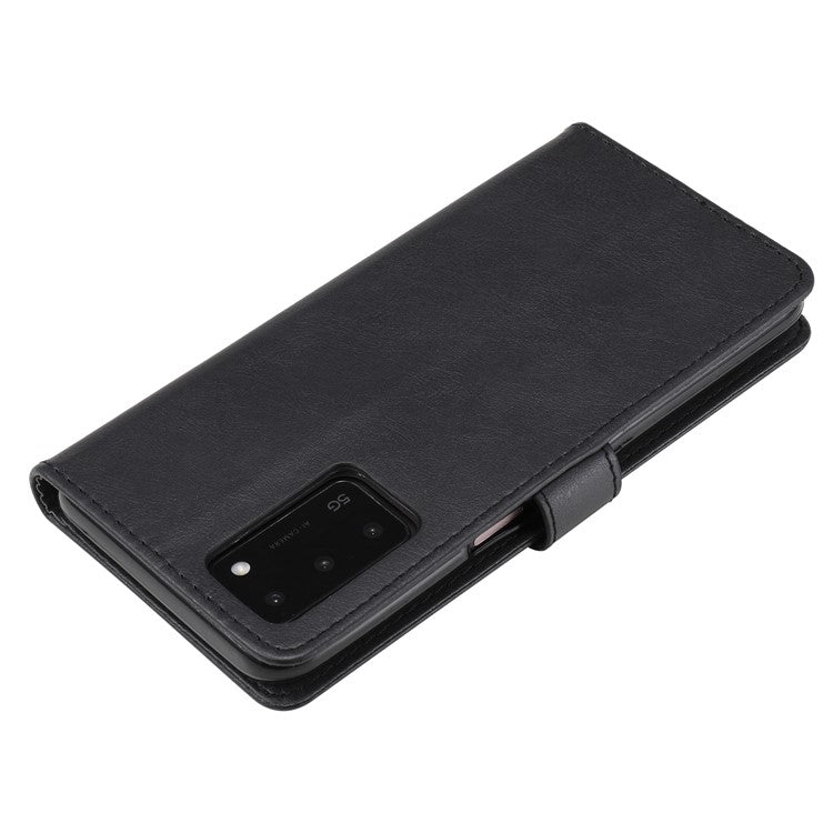 KT Leather Series-2 Shockproof Folio Flip PU Leather Wallet Case with Stand and Strap for Oppo A55 5G / A54 4G / A16 4G / Realme V11 5G - Black