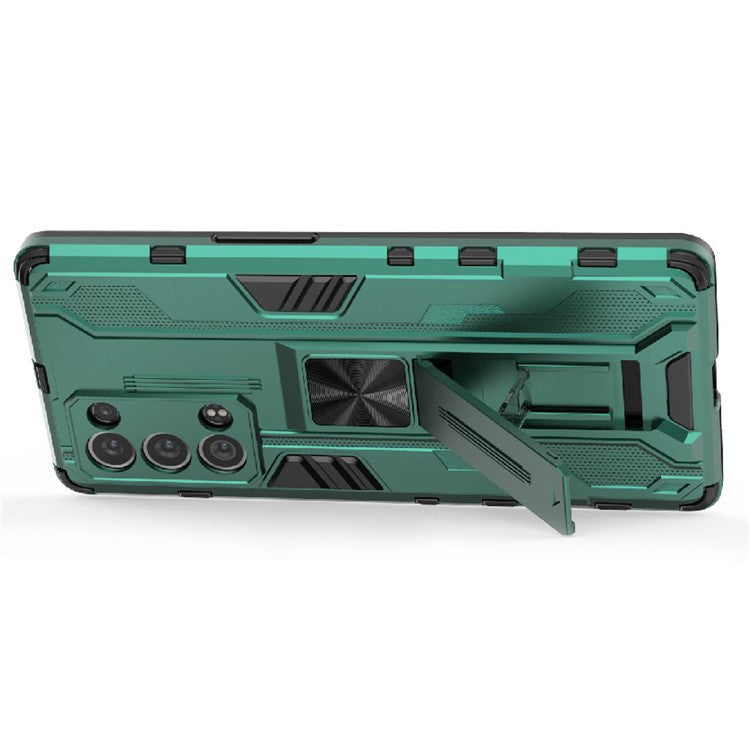 Kickstand Design Hard PC Back + Soft TPU Bumper Bumper Drop Proof Protective Case for Oppo Reno6 Pro+ 5G - Green