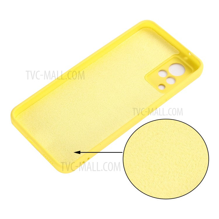 Shockproof Phone Cover Precise Cutout Solid Color Liquid Silicone Phone Case with Handy Strap for vivo V21 4G - Yellow