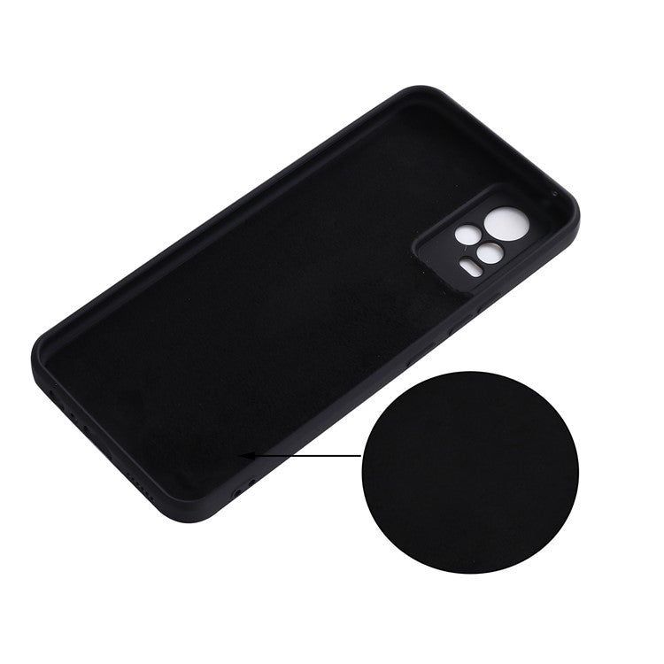 Quality Phone Case Shockproof Precise Cutout Solid Color Liquid Silicone Phone Cover with Handy Strap for vivo V21e 4G / vivo Y73 - Black