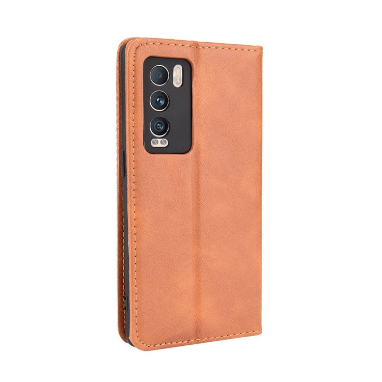 Retro Surface Well-Protected Anti-Drop Auto-Absorbed Leather Phone Wallet Stand Case Cover for Realme GT Explorer Master - Brown