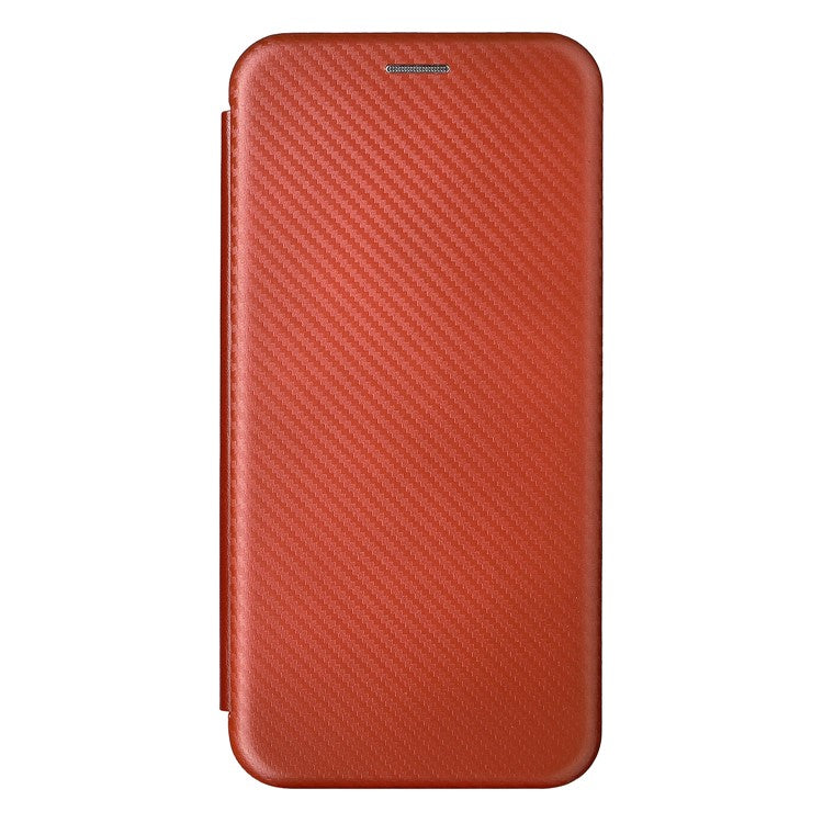 Carbon Fiber Texture Auto-absorbed Leather Stand Phone Shell Case with Ring Strap for Realme 8i - Orange