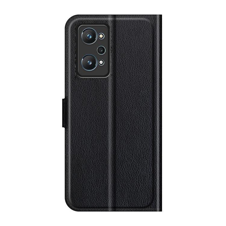 Shock-resistant Litchi Texture Folio Flip Magnetic Closure PU Leather Stand Case Wallet Phone Cover for Realme GT Neo2 5G/GT2/GT Neo 3T 5G - Black