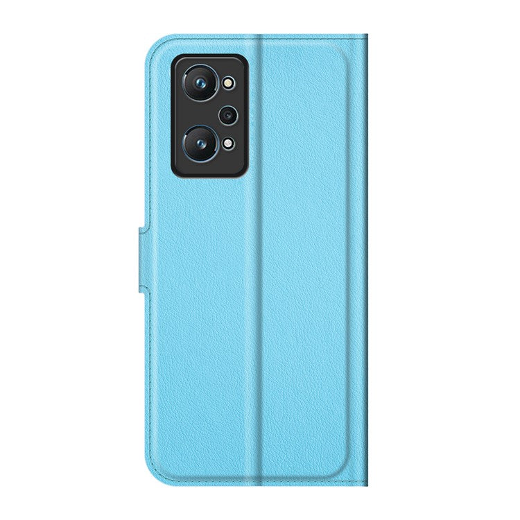 Shock-resistant Litchi Texture Folio Flip Magnetic Closure PU Leather Stand Case Wallet Phone Cover for Realme GT Neo2 5G/GT2/GT Neo 3T 5G - Blue