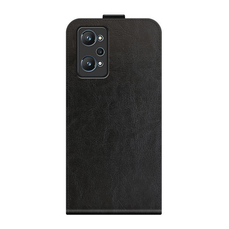 Crazy Horse Texture Magnetic Clasp Shockproof Anti-Fall Leather Well-Protected Vertical Flip Phone Cover with Card Slot for Realme GT Neo2 5G/GT2/GT Neo 3T 5G - Black