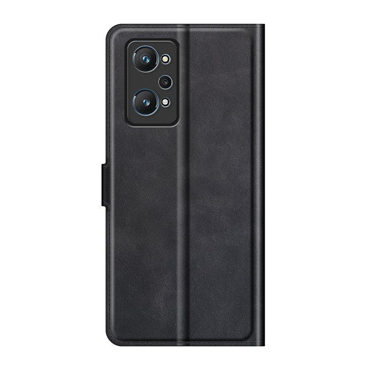 Anti-Scratch Well-Protected PU Leather TPU Wallet Stand Flip Phone Cover Case for Realme GT Neo2 5G/GT2/GT Neo 3T 5G - Black