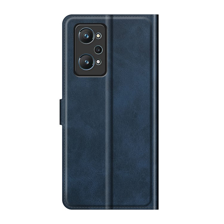 Anti-Scratch Well-Protected PU Leather TPU Wallet Stand Flip Phone Cover Case for Realme GT Neo2 5G/GT2/GT Neo 3T 5G - Blue
