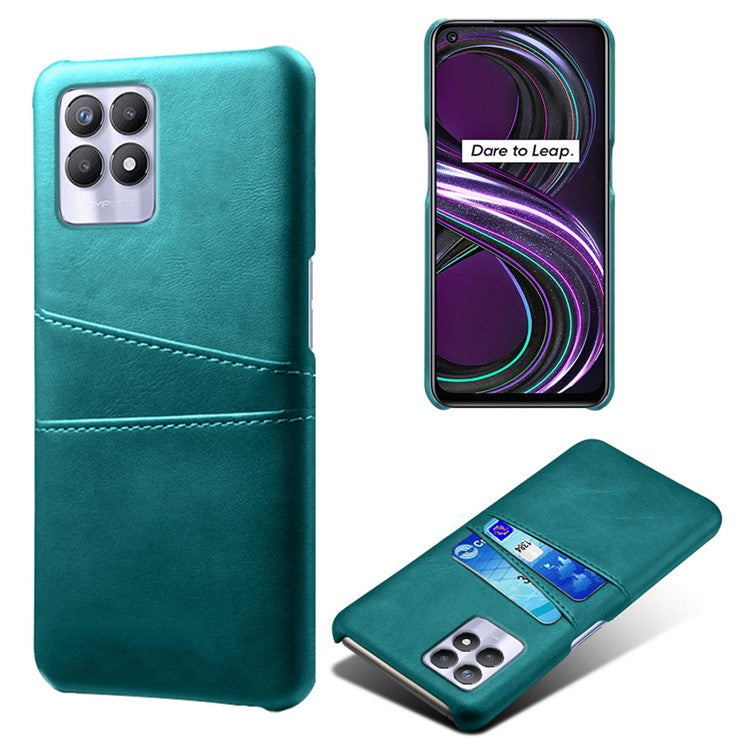 KSQ PU Leather + PC Combo Anti-Scratch Hard Case with Dual Back Card Slots for Realme 8i/Narzo 50 4G - Green