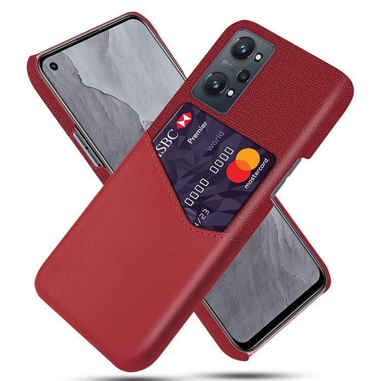 KSQ Cloth Texture One Card Slot Design Light Slim Wear-resistant Hybrid Phone Cover with for Realme GT Neo2 5G/GT Neo 3T 5G - Red