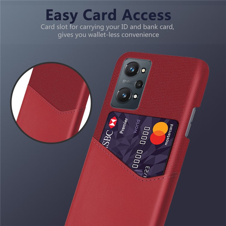 KSQ Cloth Texture One Card Slot Design Light Slim Wear-resistant Hybrid Phone Cover with for Realme GT Neo2 5G/GT Neo 3T 5G - Red