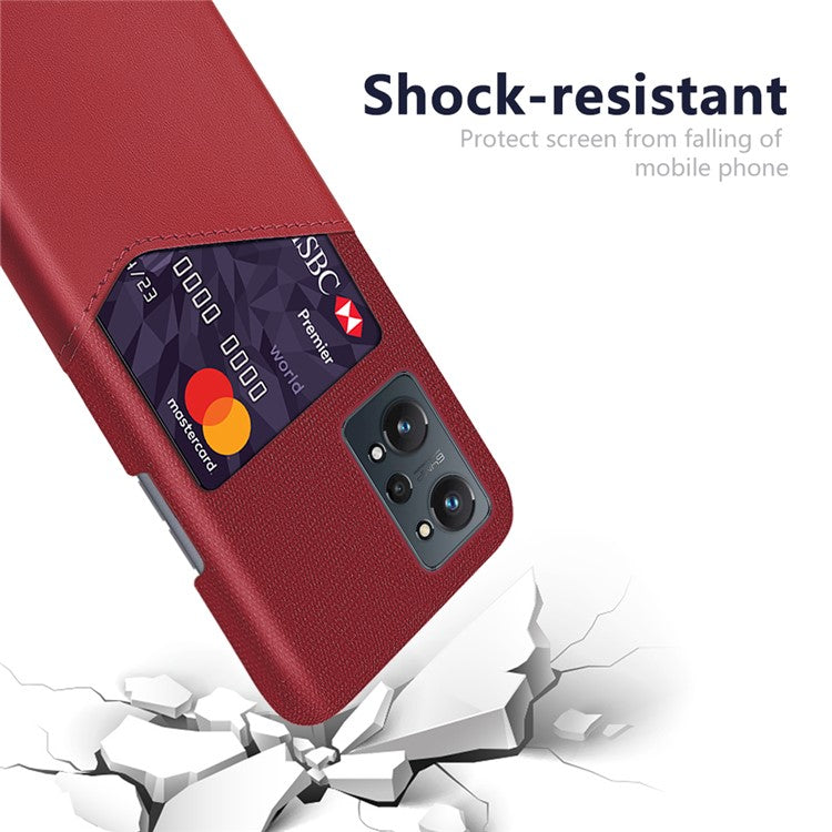 KSQ Cloth Texture One Card Slot Design Light Slim Wear-resistant Hybrid Phone Cover with for Realme GT Neo2 5G/GT Neo 3T 5G - Red