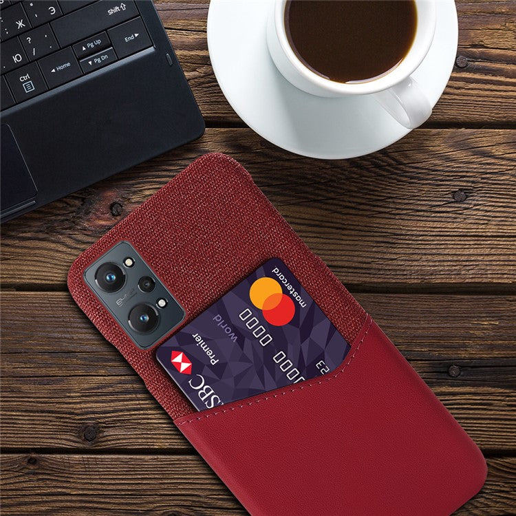 KSQ Cloth Texture One Card Slot Design Light Slim Wear-resistant Hybrid Phone Cover with for Realme GT Neo2 5G/GT Neo 3T 5G - Red