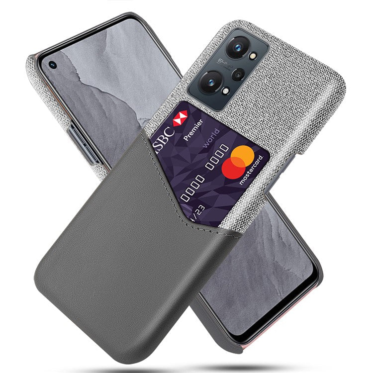KSQ Cloth Texture One Card Slot Design Light Slim Wear-resistant Hybrid Phone Cover with for Realme GT Neo2 5G/GT Neo 3T 5G - Grey