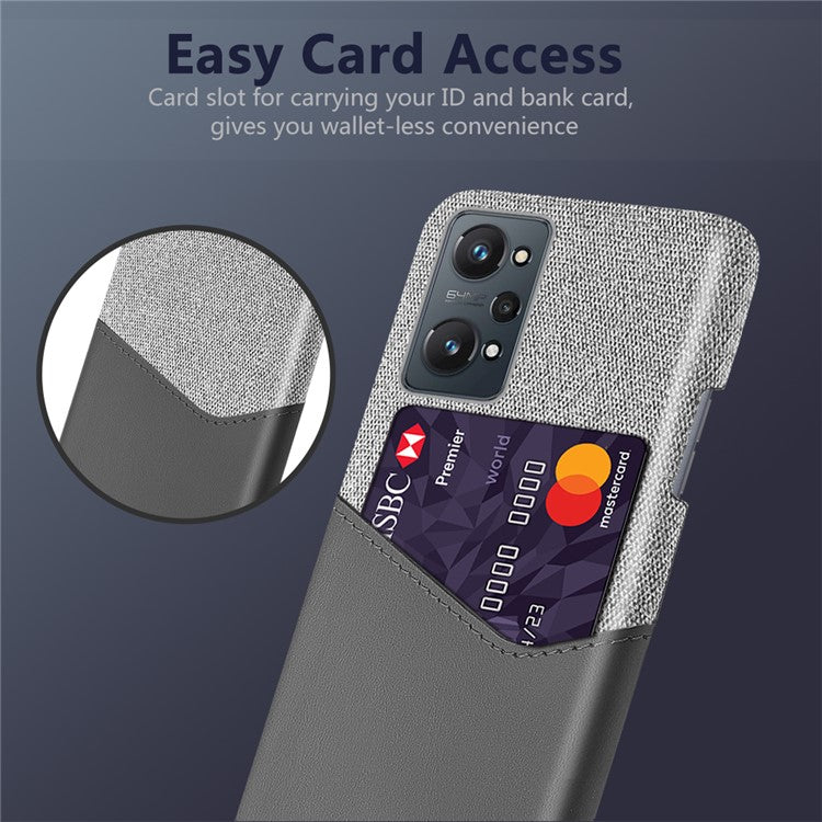 KSQ Cloth Texture One Card Slot Design Light Slim Wear-resistant Hybrid Phone Cover with for Realme GT Neo2 5G/GT Neo 3T 5G - Grey