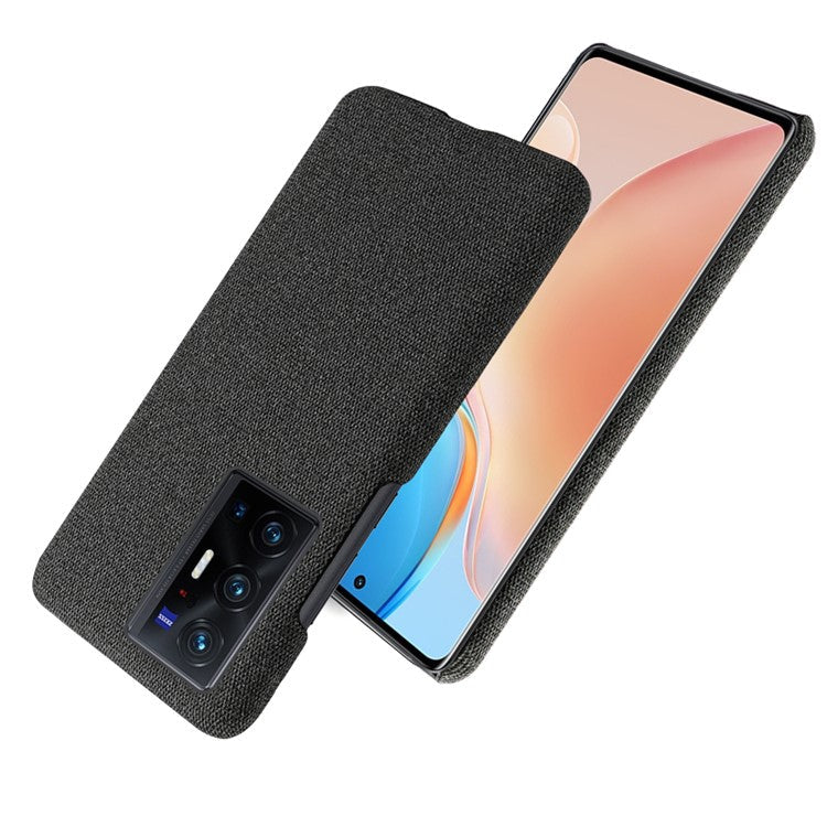 KSQ Anti-Fingerprint Solid Color Anti-Fall Cloth + PC Back Phone Case Shell for vivo X70 Pro - Black