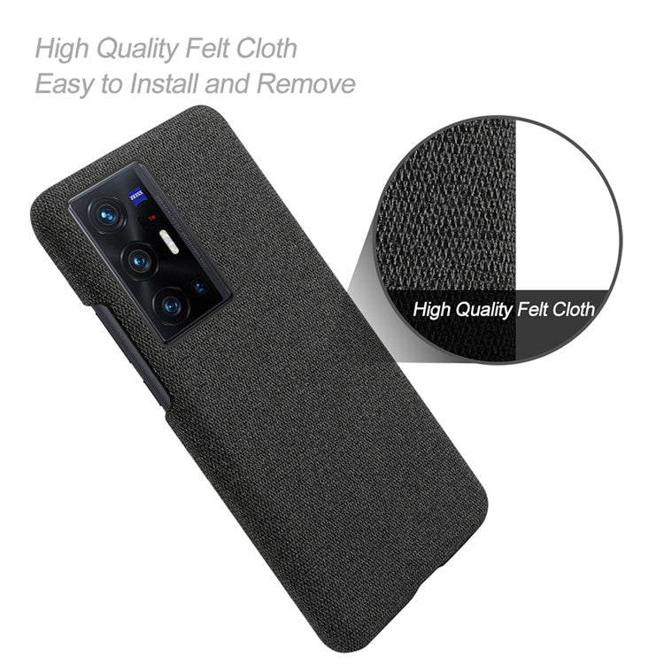 KSQ Anti-Fingerprint Solid Color Anti-Fall Cloth + PC Back Phone Case Shell for vivo X70 Pro - Black