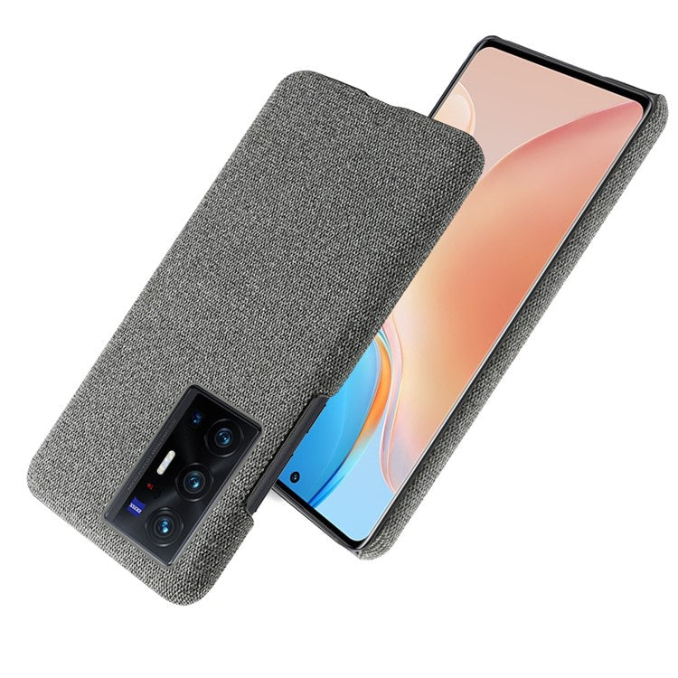 KSQ Anti-Fingerprint Solid Color Anti-Fall Cloth + PC Back Phone Case Shell for vivo X70 Pro - Grey
