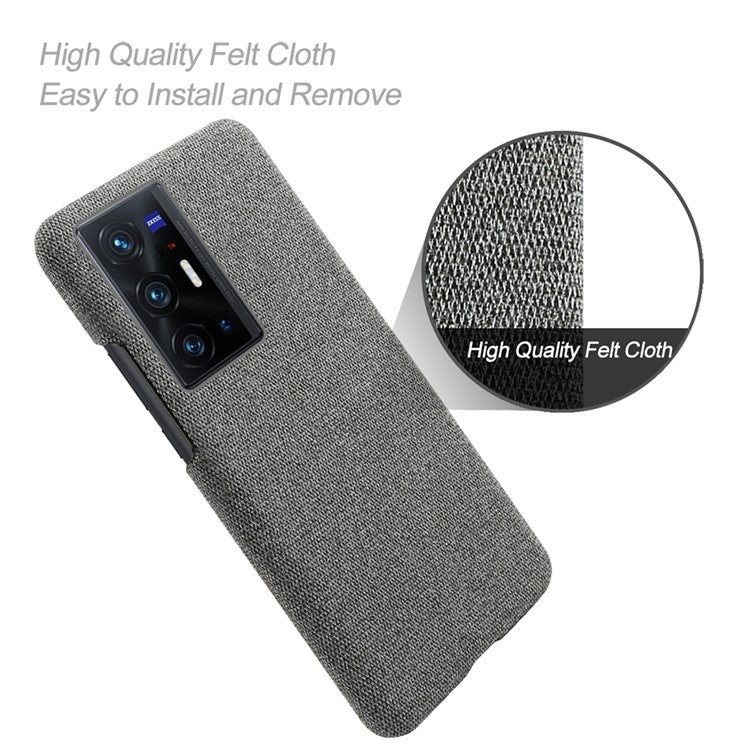 KSQ Anti-Fingerprint Solid Color Anti-Fall Cloth + PC Back Phone Case Shell for vivo X70 Pro - Grey