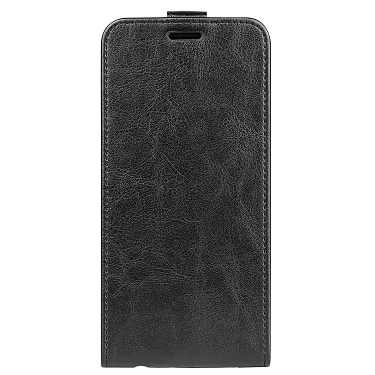 Crazy Horse Texture Magnetic Clasp Shockproof Anti-Fall Leather Well-Protected Vertical Flip Phone Cover with Card Slot for Realme 8i/Narzo 50 4G - Black