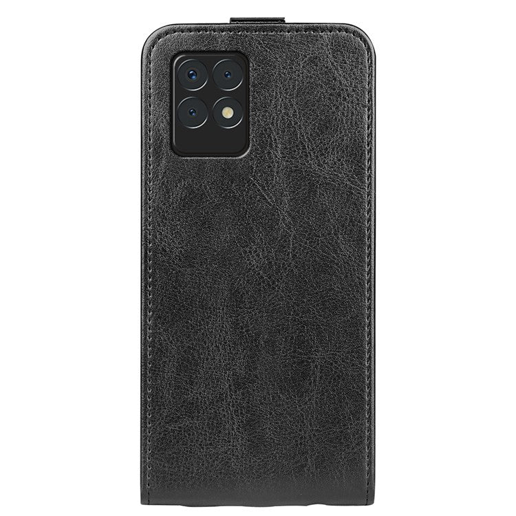 Crazy Horse Texture Magnetic Clasp Shockproof Anti-Fall Leather Well-Protected Vertical Flip Phone Cover with Card Slot for Realme 8i/Narzo 50 4G - Black