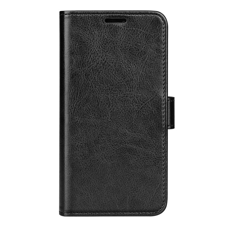 Flip Crazy Horse Texture Protective Leather Phone Cover Shell with Wallet Stand Design for Realme 8i/Narzo 50 4G - Black