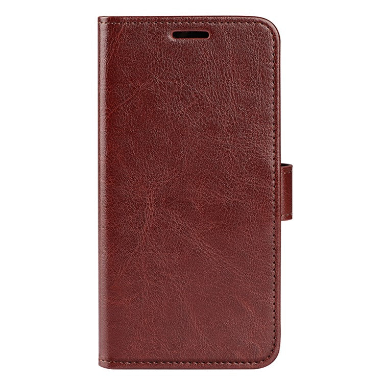 Flip Crazy Horse Texture Protective Leather Phone Cover Shell with Wallet Stand Design for Realme 8i/Narzo 50 4G - Brown