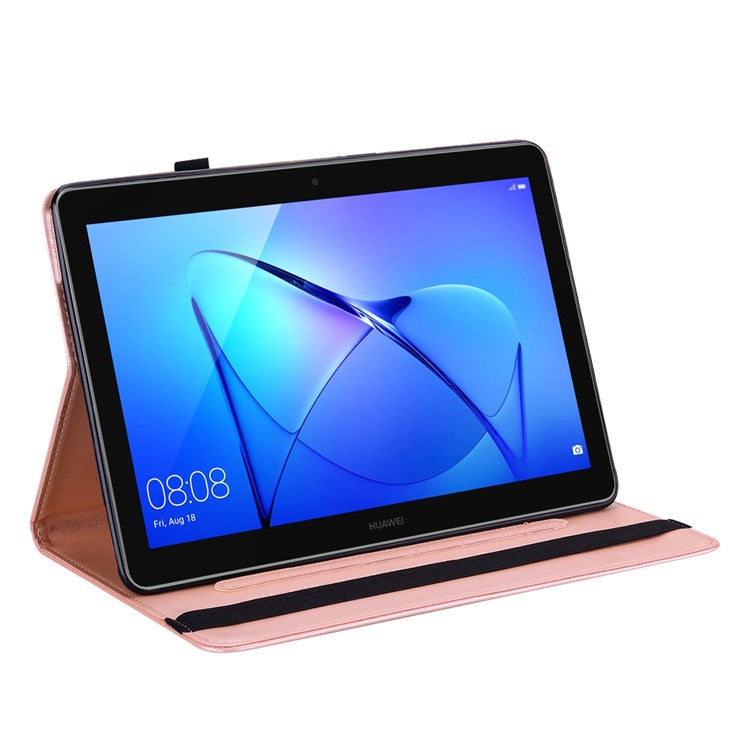 Imprinting Tree Deer Pattern PU Leather Card Slots Tablet Cover Shell with Stand for Realme Pad 10.4-inch - Rose Gold