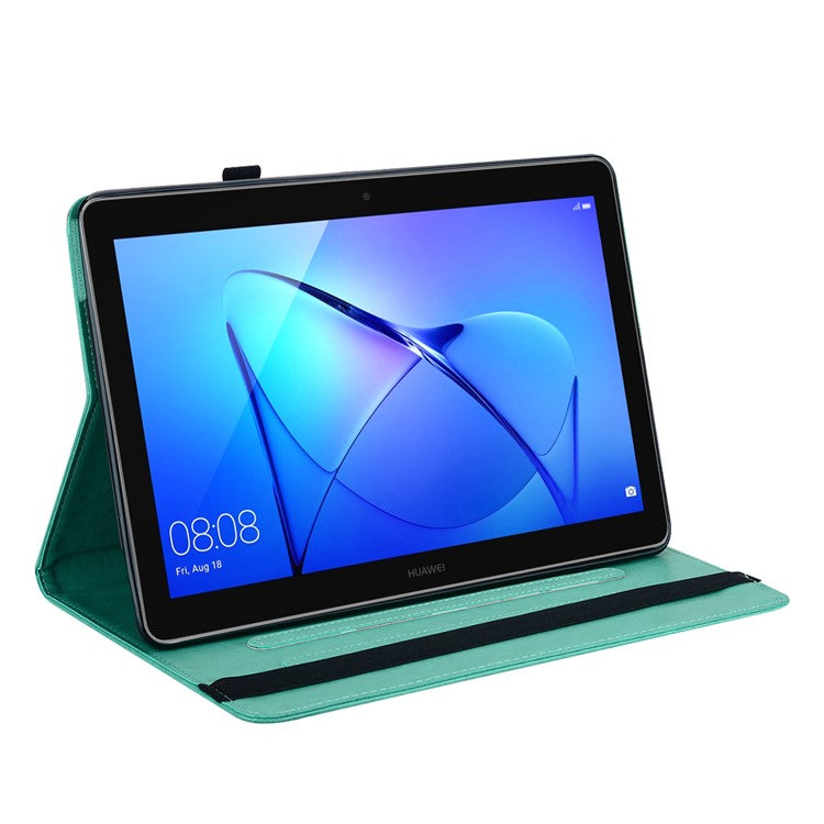 Imprinting Tree Deer Pattern PU Leather Card Slots Tablet Cover Shell with Stand for Realme Pad 10.4-inch - Green