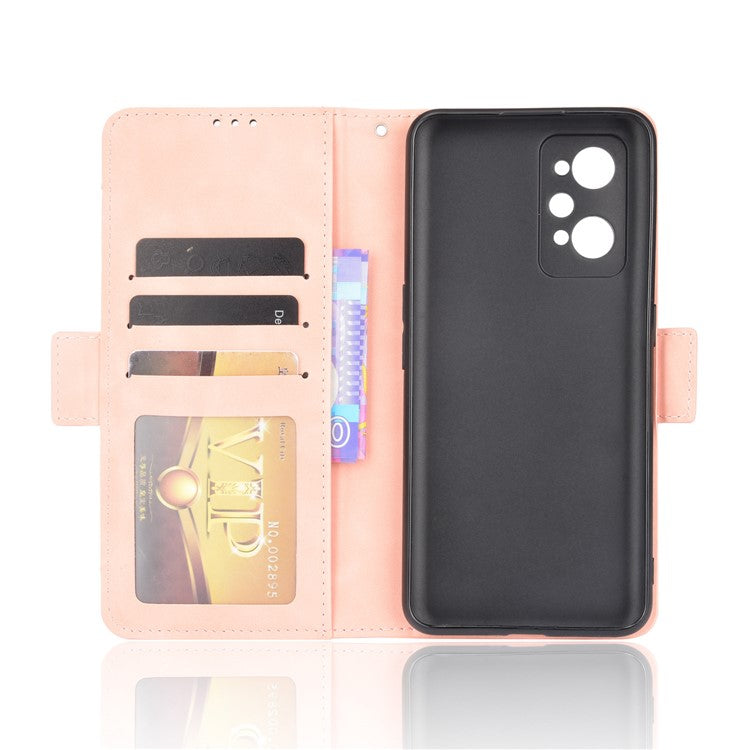 For Realme GT Neo2 5G/GT Neo 3T 5G Large Storage Spece Flip Phone Case Multiple Card Slot Design PU Leather Wallet Cover Protector - Pink