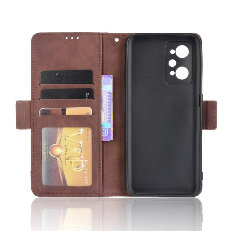 For Realme GT Neo2 5G/GT Neo 3T 5G Large Storage Spece Flip Phone Case Multiple Card Slot Design PU Leather Wallet Cover Protector - Brown