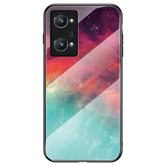 Hard and Soft Combination Starry Sky Pattern Tempered Glass Hybrid Phone Cover Case for Realme GT Neo2 5G/GT Neo 3T 5G - Color Sky