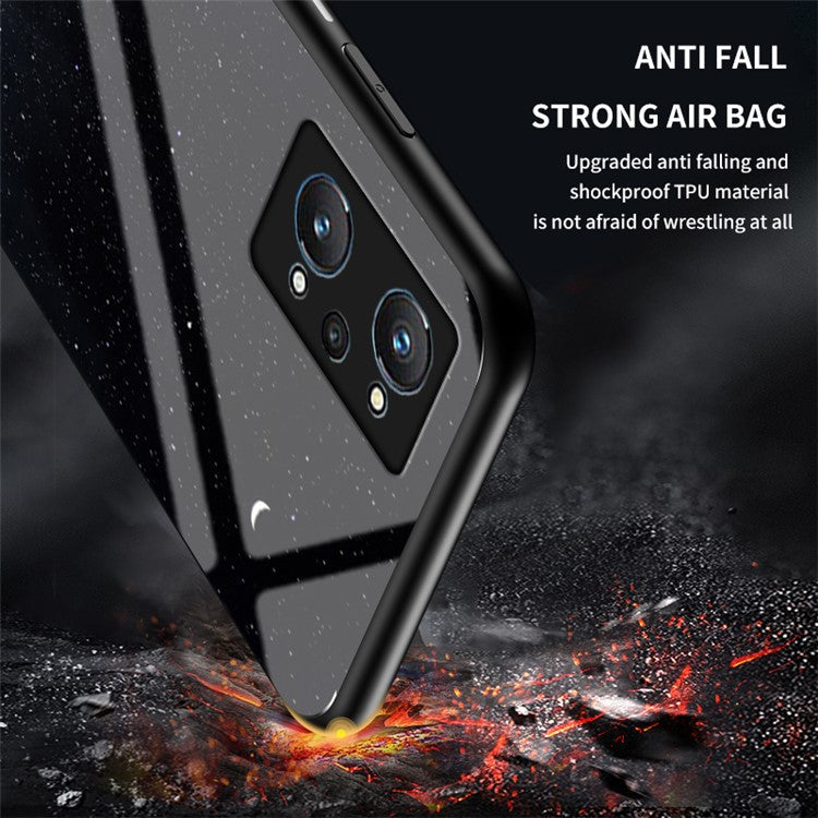 Hard and Soft Combination Starry Sky Pattern Tempered Glass Hybrid Phone Cover Case for Realme GT Neo2 5G/GT Neo 3T 5G - Color Sky