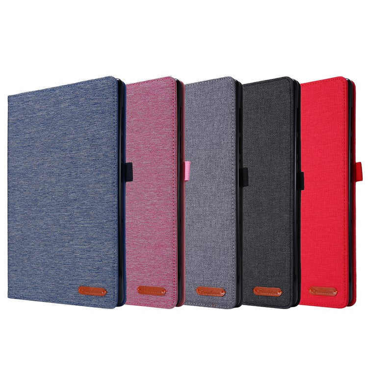 Card Slots Design Cloth Texture PU Leather Folding Folio Stand Cover for Realme Pad 10.4 inch - Black