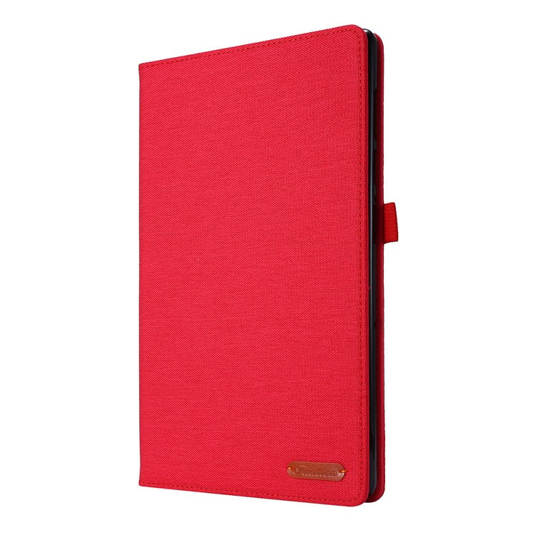 Card Slots Design Cloth Texture PU Leather Folding Folio Stand Cover for Realme Pad 10.4 inch - Red