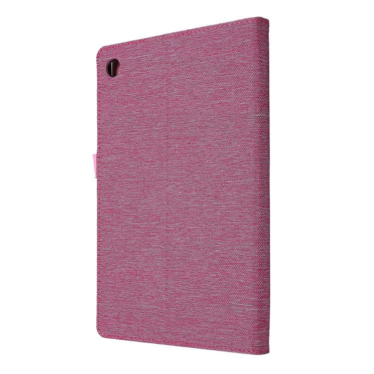 Card Slots Design Cloth Texture PU Leather Folding Folio Stand Cover for Realme Pad 10.4 inch - Pink