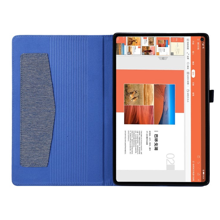 Card Slots Design Cloth Texture PU Leather Folding Folio Stand Cover for Realme Pad 10.4 inch - Blue