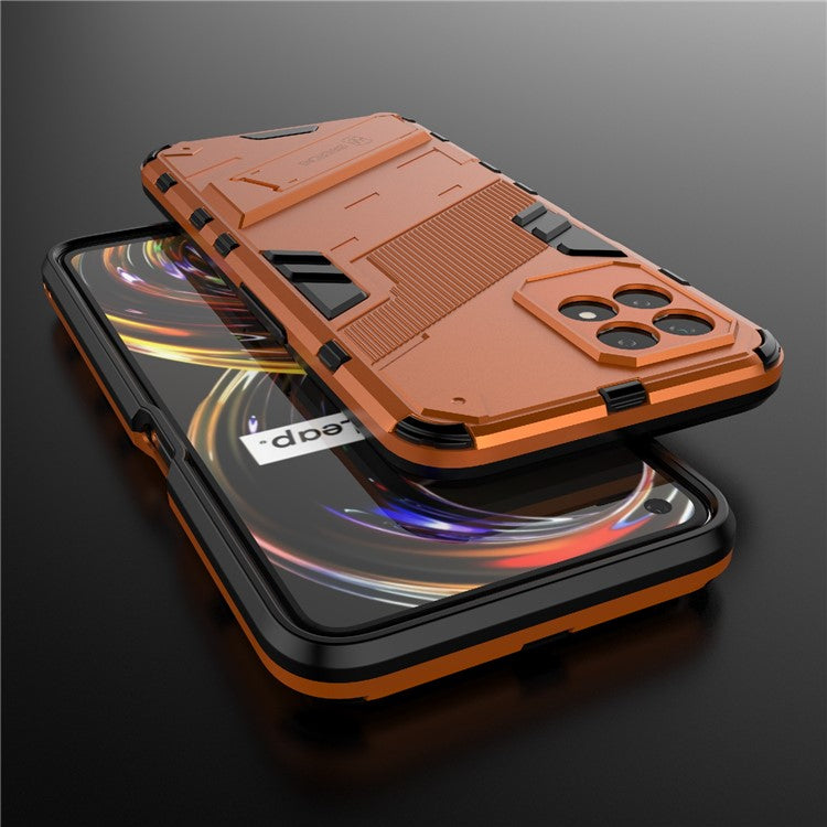 Kickstand Design Hard PC + Soft TPU Anti-Drop Hybrid Phone Case Cover for Realme 8i/Narzo 50 4G - Orange