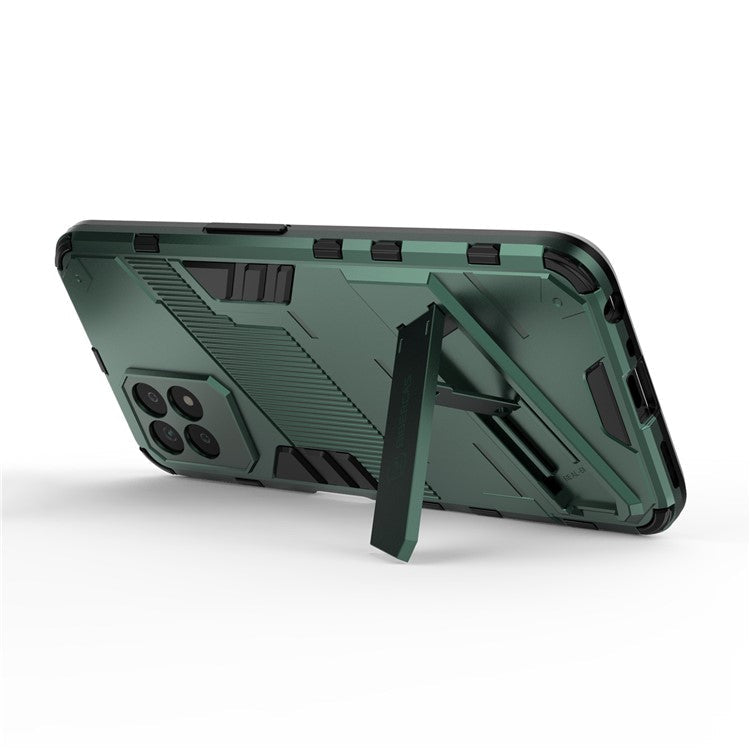 Kickstand Design Hard PC + Soft TPU Anti-Drop Hybrid Phone Case Cover for Realme 8i/Narzo 50 4G - Green