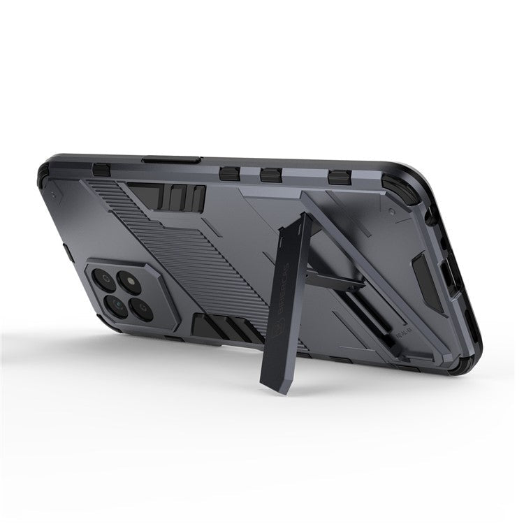 Kickstand Design Hard PC + Soft TPU Anti-Drop Hybrid Phone Case Cover for Realme 8i/Narzo 50 4G - Dark Blue