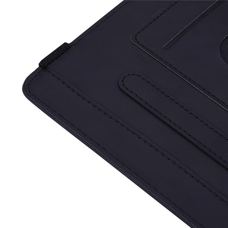 Shockproof Flip Cover Flower Pattern Imprinting Stand Design Anti-fall Leather Tablet Case with Card Slots and Pen Holder for Realme Pad - Black