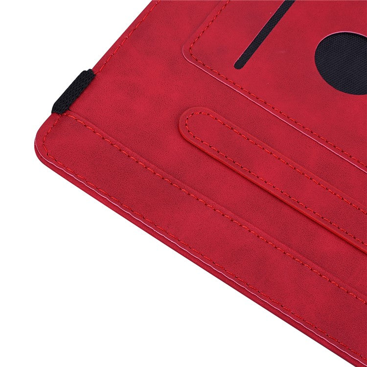 Shockproof Flip Cover Flower Pattern Imprinting Stand Design Anti-fall Leather Tablet Case with Card Slots and Pen Holder for Realme Pad - Red