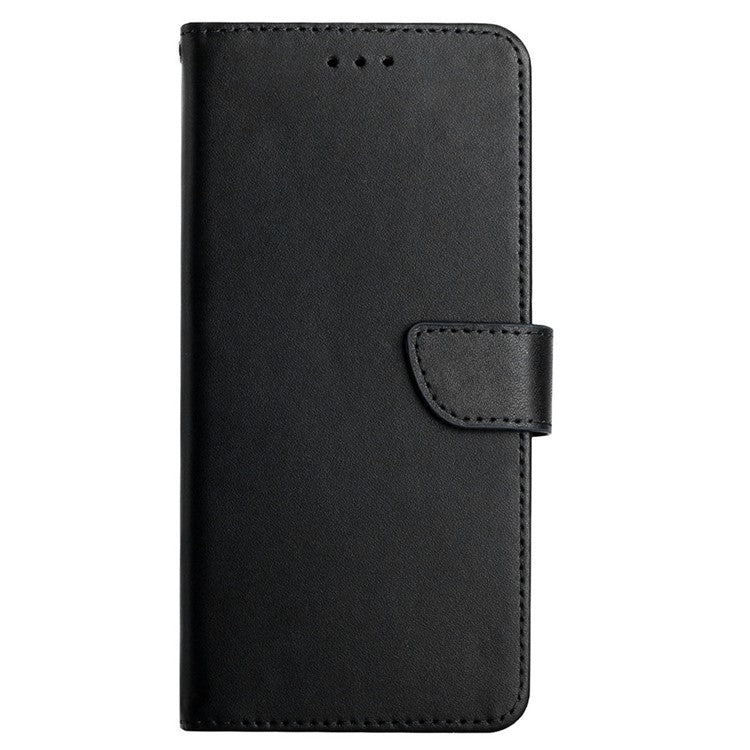Wallet Phone Flip Shell For Oppo A74 4G/Oppo F19 Shockproof Nappa Texture Solid Color Stand Genuine Leather Mobile Phone Cover - Black