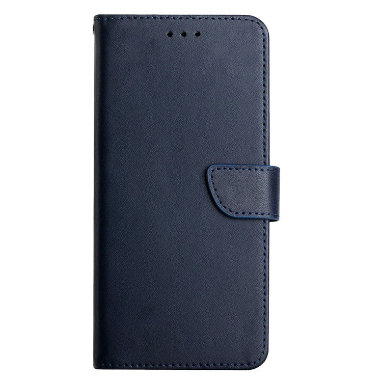 Scratch-resistant Nappa Texture Solid Color Horizontal Stand Wallet Case Genuine Leather + Soft TPU Inner Shell for Oppo A54 5G/A74 5G/A93 5G - Blue