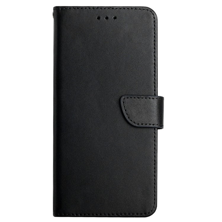 Nappa Texture Genuine Leather Outer Cover + Soft TPU Inner Shell Solid Color Stand Wallet Case for Oppo Reno6 5G - Black