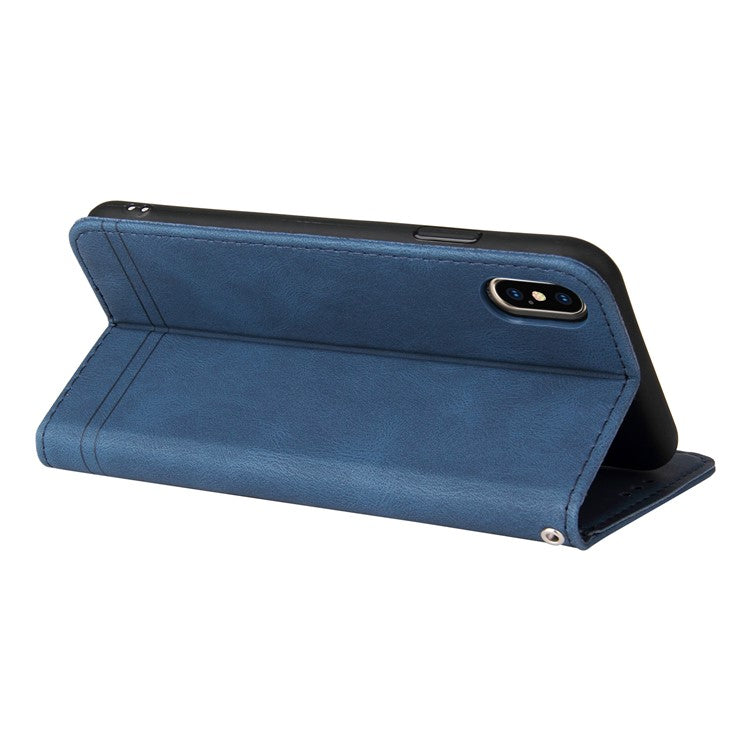Card Slots Phone Flip Case Retro Tree Pattern Metal Button Decor Stand Wallet PU Leather+TPU Cover for Realme 8i/Narzo 50 4G - Blue