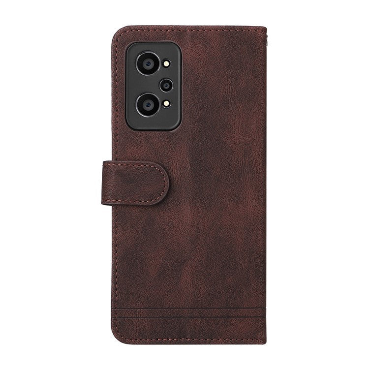 Retro Tree Pattern Metal Button Decor Stand Wallet PU Leather Phone Case Cover for Realme GT Neo2 5G/GT Neo 3T 5G - Brown